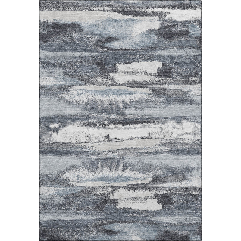 Premium Machine Washable Prisco Gray Rug, Rectangle 10' x 14'