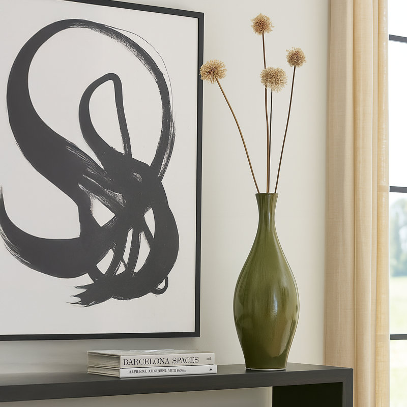 Vase en céramique H 31 po, Vert, H 31 po x l 11 po x P 11 po