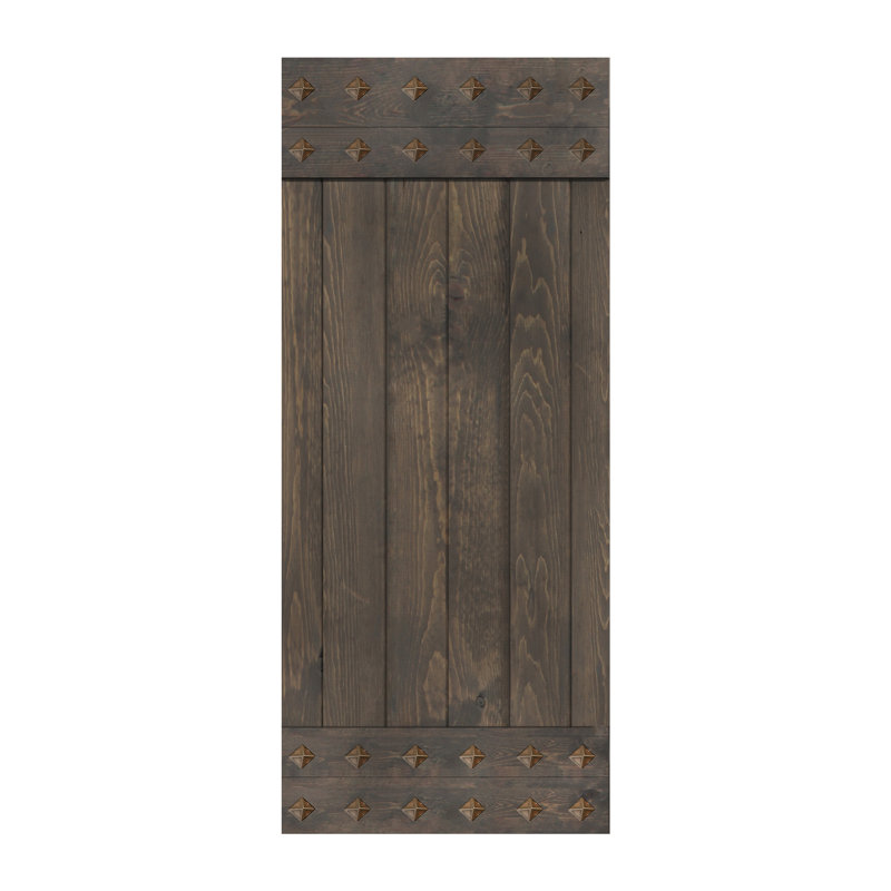 Porte de grange lambrissée peinte en bois sans trousse de quincaillerie d'installation, Gris fumé, 38 po x 84 po