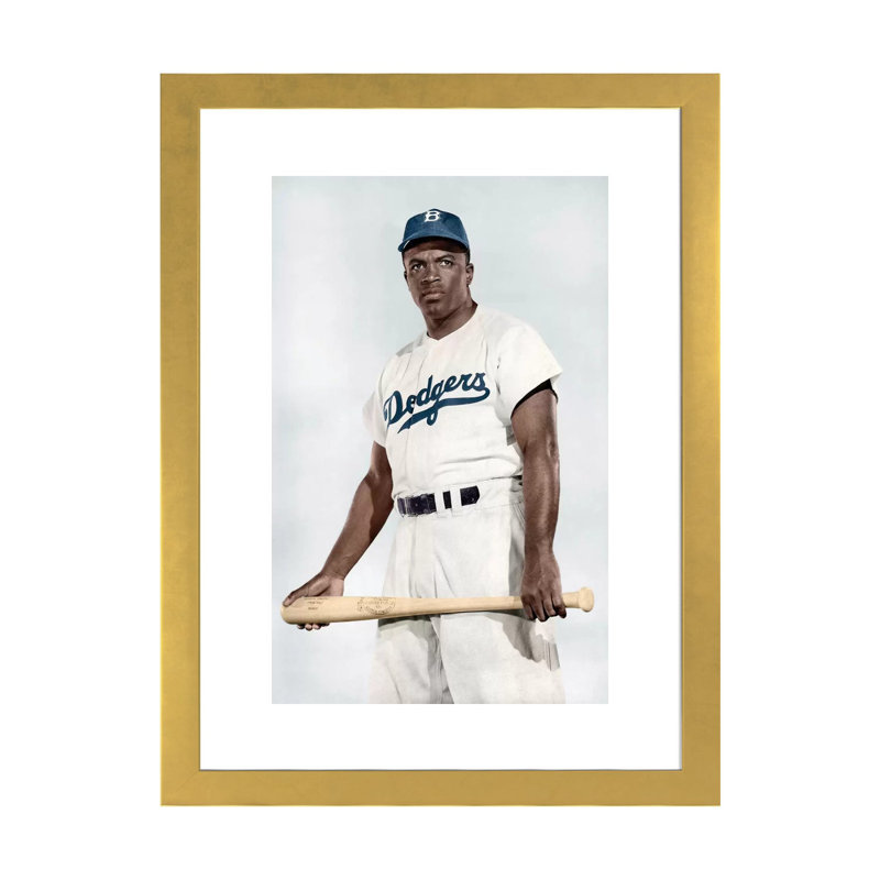 «Jackie Robinson (1919-1972)», reproduction d'art, Papier doré, H 24 po x l 16 po x P 1 po