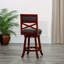 Tabouret pivotant à dossier en X de 24 po de hauteur comptoir, finition cerisier, siège en tissu gris anthracite-519815676-519815678