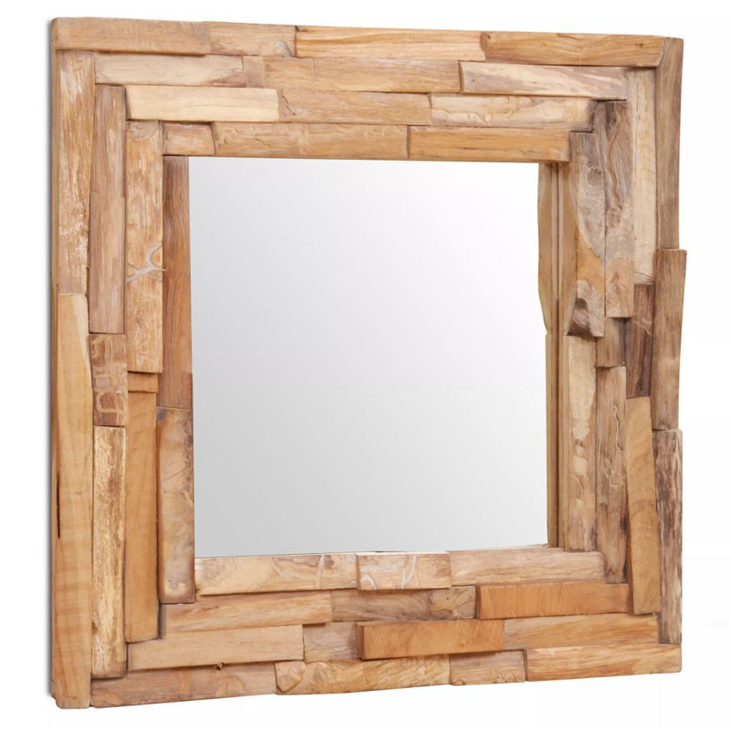 Scarlett Wood Flat Wall Mirror, 60cm H x 60cm W