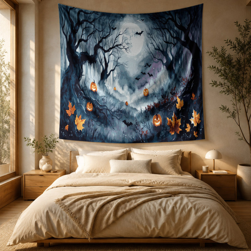 Tapisserie murale d'Halloween aquarelle, 51 po x 60 po