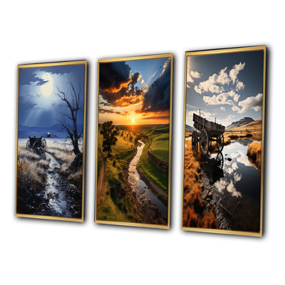 " Gray Old Cart Forgotten Journey " 3 - Pieces