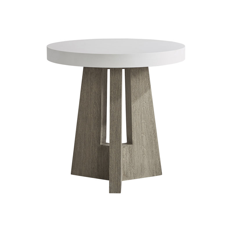 Rochelle 24" White and Natural Wood Round Side Table