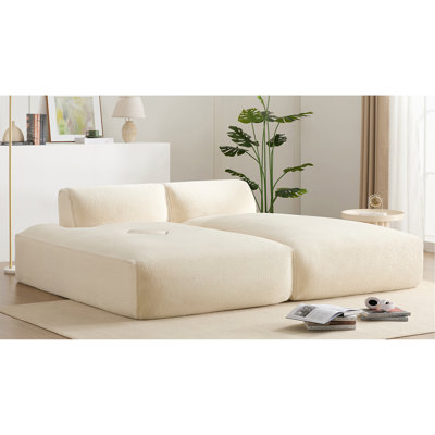 Canapé-lit modulaire surdimensionné de 90,0 po, entièrement compressé, spacieux et rembourré de mousse pour le salon, conception adaptée aux personnes âgées, combinaison de 2 PC gratuite, aucun assemblage requis