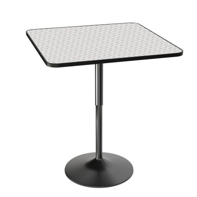 Bistro Pub Table Square Adjustable Height Cocktail Bar Table with Metal Base and Wooden Table Top
