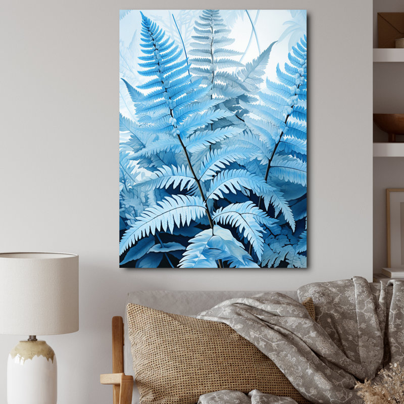 Herard Ferns Azure Dreams II - impression, H 44 po x l 34 po x P 1,5 po, Toile tendue