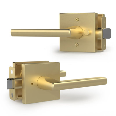 Mega Handles Prime Privacy Lever Door Handle for Hallway, Closet and Bathroom, Keyless Design Door Levers, Fits All Standard Door Sizes, Exposed Screws Included - Satin Brass (1 Pack), 5''