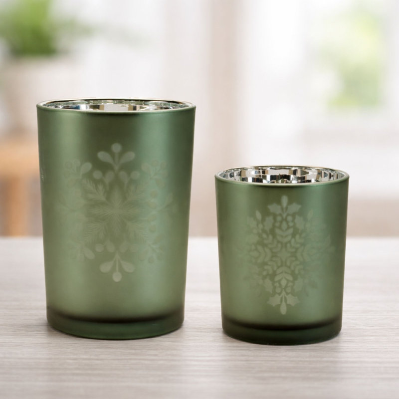 Porte-bougie en forme de flocon de neige givré (ensemble de 2)