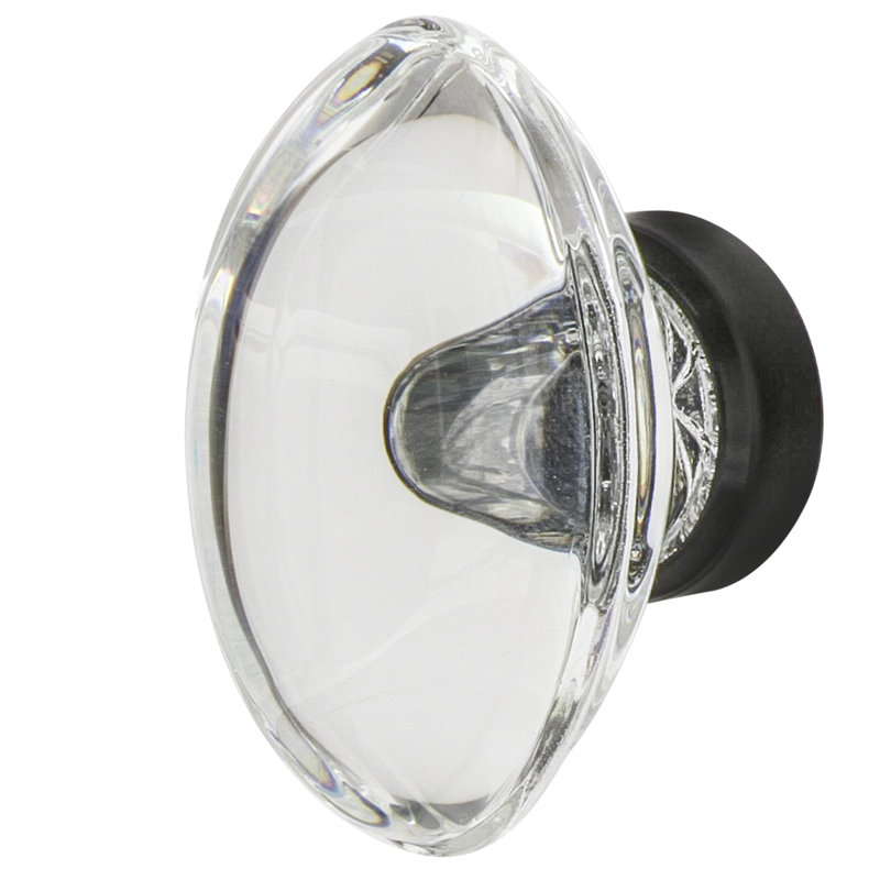 Oval Clear Crystal 1 3/4" Cabinet Knob, Timeless Bronze