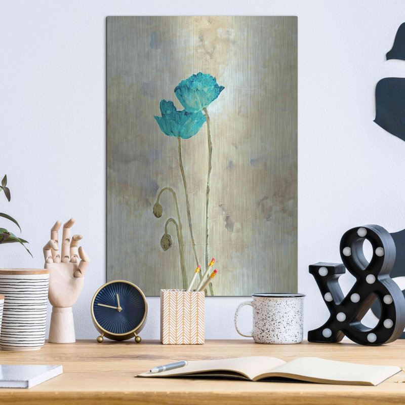 «Tealqoise Flowers 1» par Inconnu JD, H 16 po x l 12 po