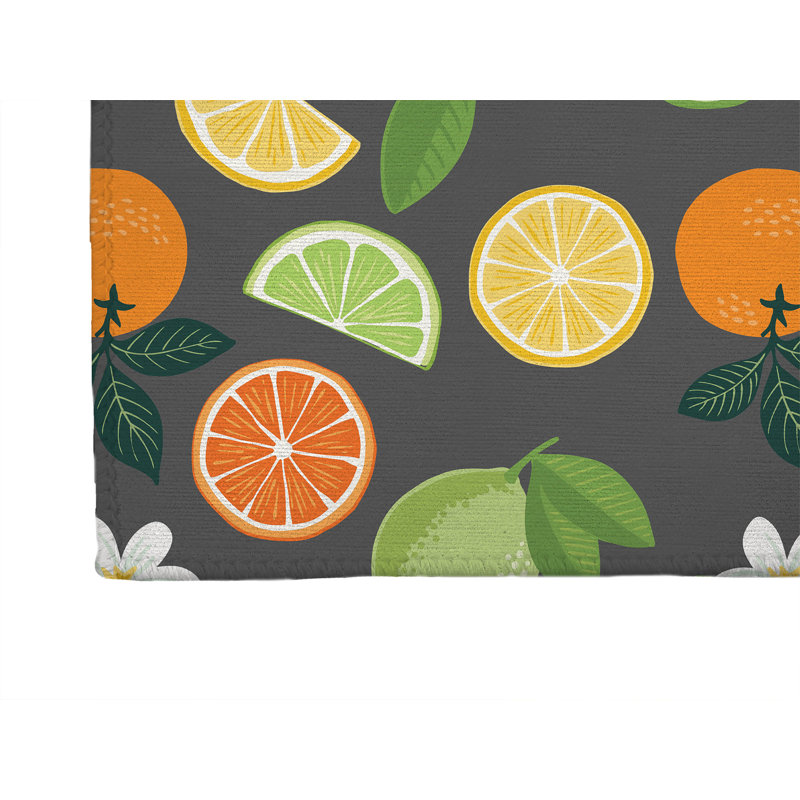 Tapis de sol antidérapant Sunny Citrus, L 60 po x P 36 po, Gris anthracite