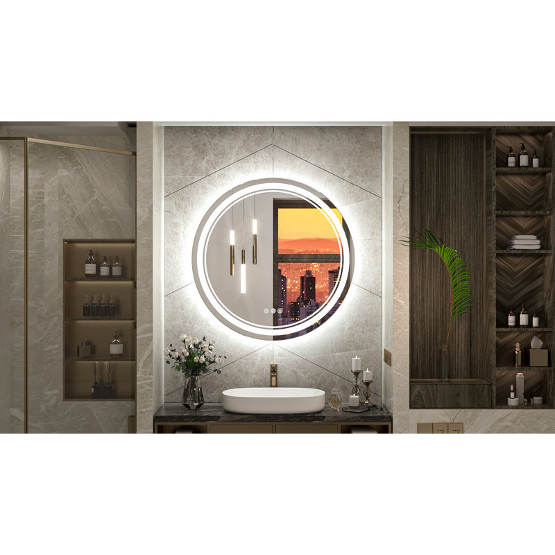Miroir de salle de bain Elayshia, 30 po x 30 po