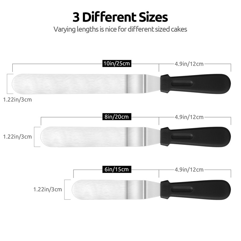 Ensemble de 3 spatules à glaçage U-Taste, Noir, noir, noir, noir