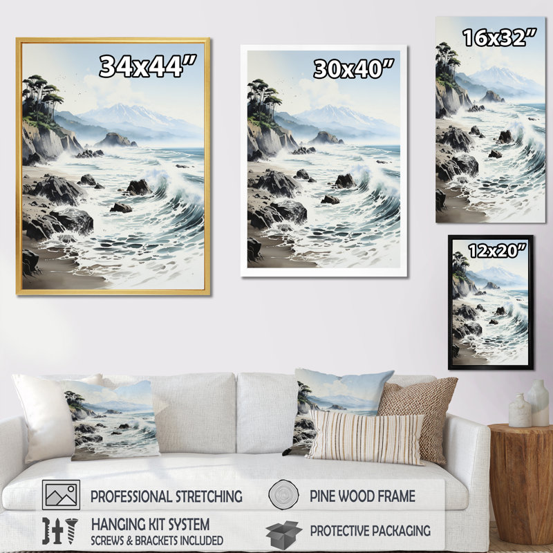 «Vanalstyne Beach Photo Mountain Majesty II», reproduction sur toile, H 40 po x l 30 po x P 1,5 po, Encadrement doré