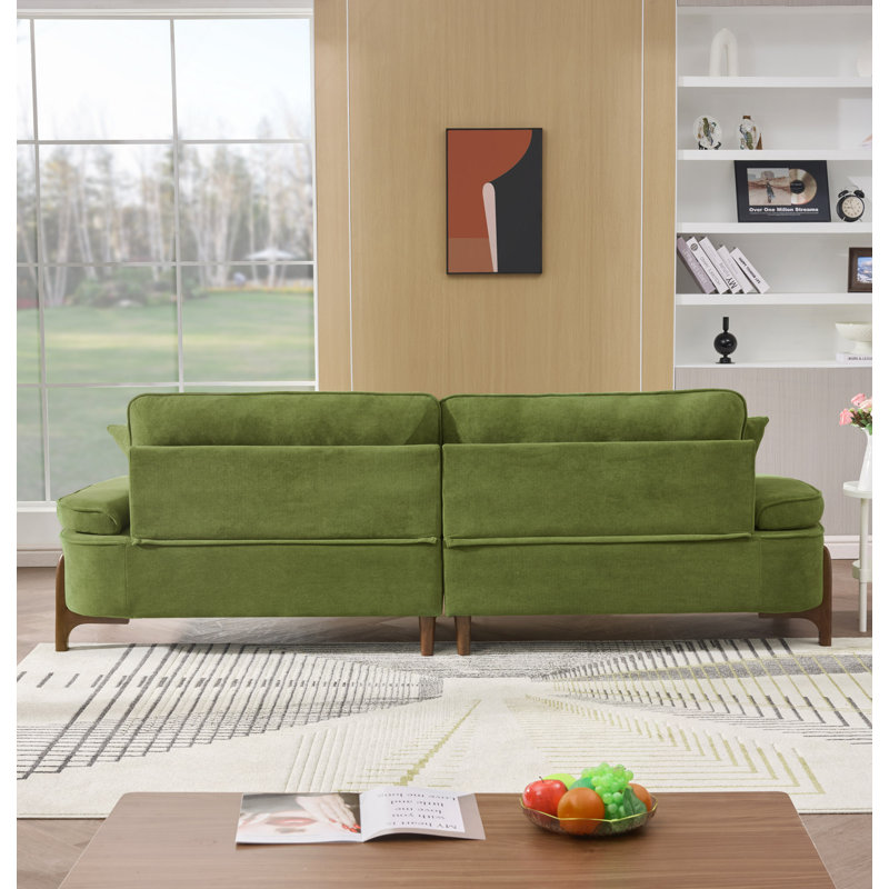 Canapé 103,4 po rembourré à trois places, Vert, H 34 po x l 103,4 po x P 33,5 po