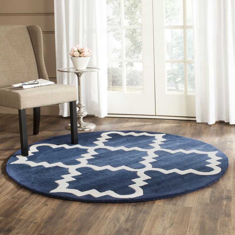 Carolene Hand Tufted Wool Geometric Rug, Round 5'