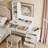 Modern White Makeup Vanity Set with Lighted Mirror, Storage Drawers & Shelves, Small Bedroom Vanity Table with Stool-1384352408