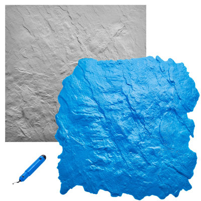 Concrete Stamps Mat, 18 x 18 in, Concrete Texturing Skin Polyurethane Stamp Stone Tile Texture Mat, Slate floor Imprint Seamless Stamp Concrete Molds for Outdoor Decorative, Blue