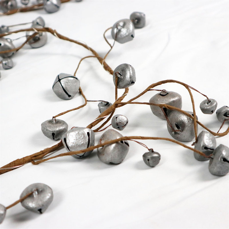 35cm Lighted Faux Garland with Lights, Silver