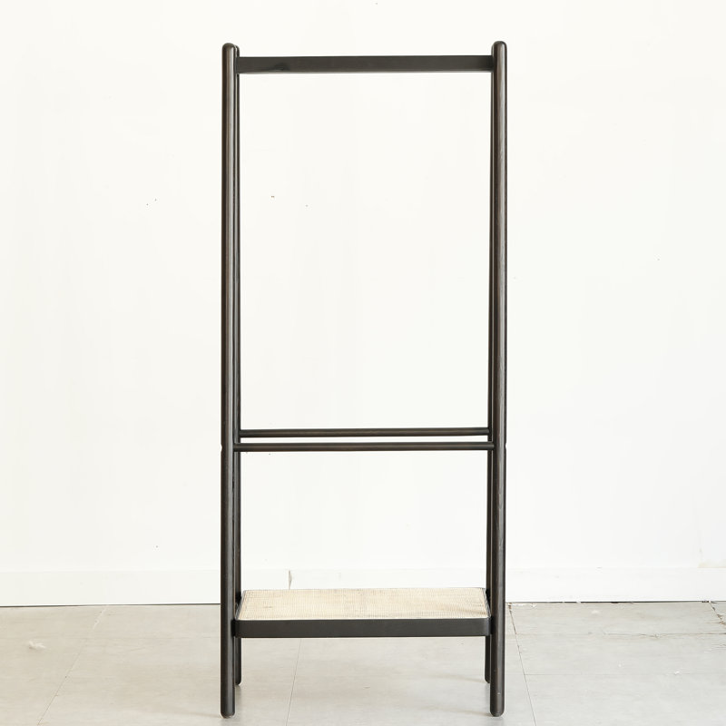 (Black) Solid Oak Wood Clothes Rack