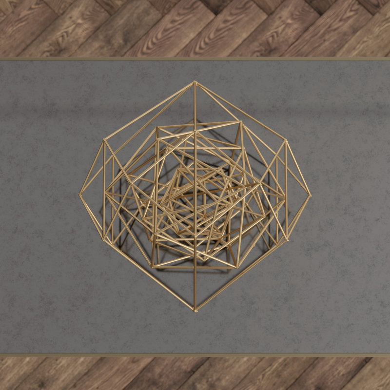 Geo Sculpture, 8" H x 10" W x 10" D, Gold