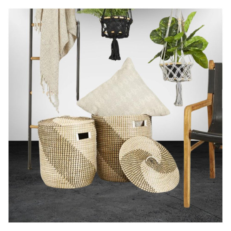 Panier à linge en osier avec poignées