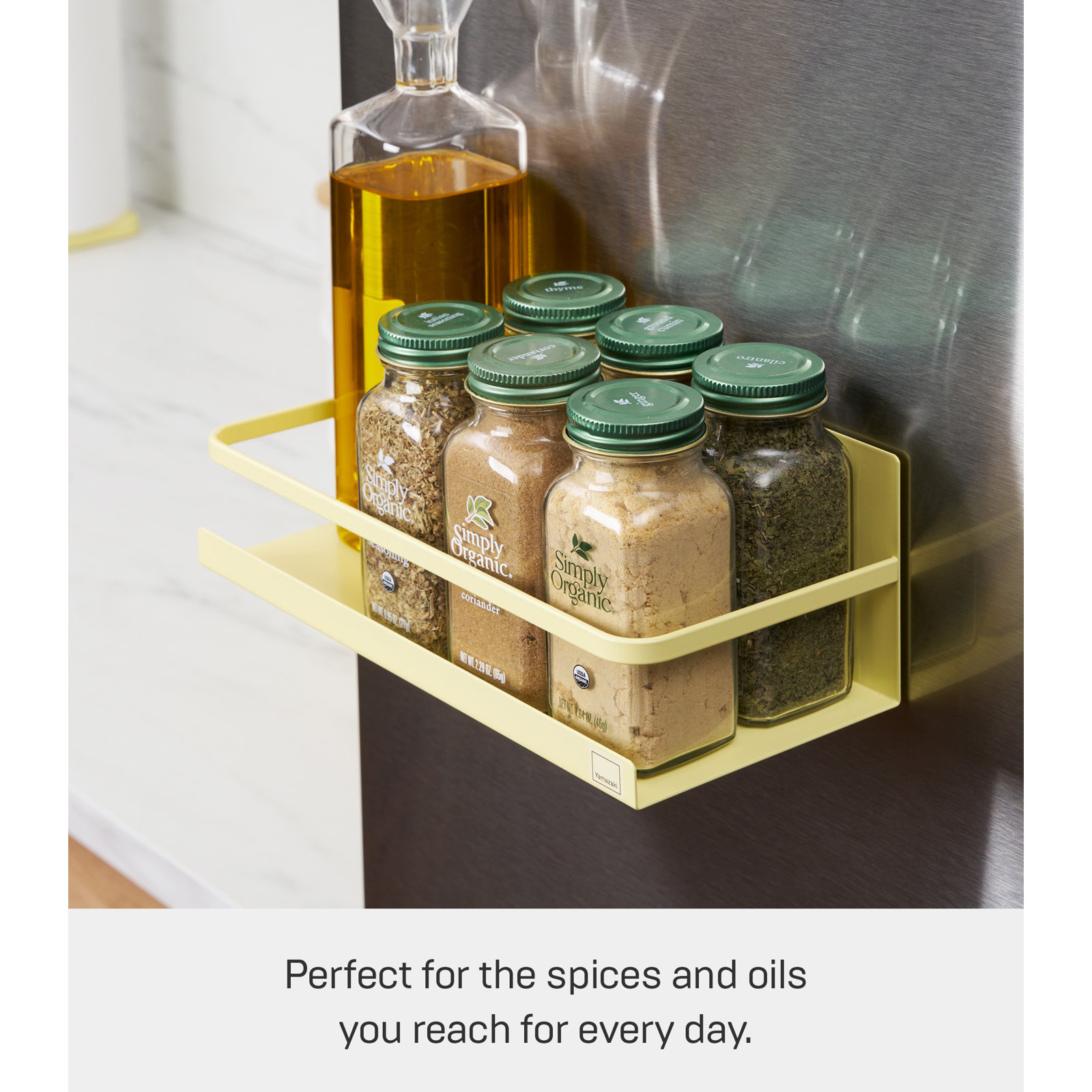 Yamazaki Home Magnetic Spice Rack, Steel, Magnetic, Yellow Pear
