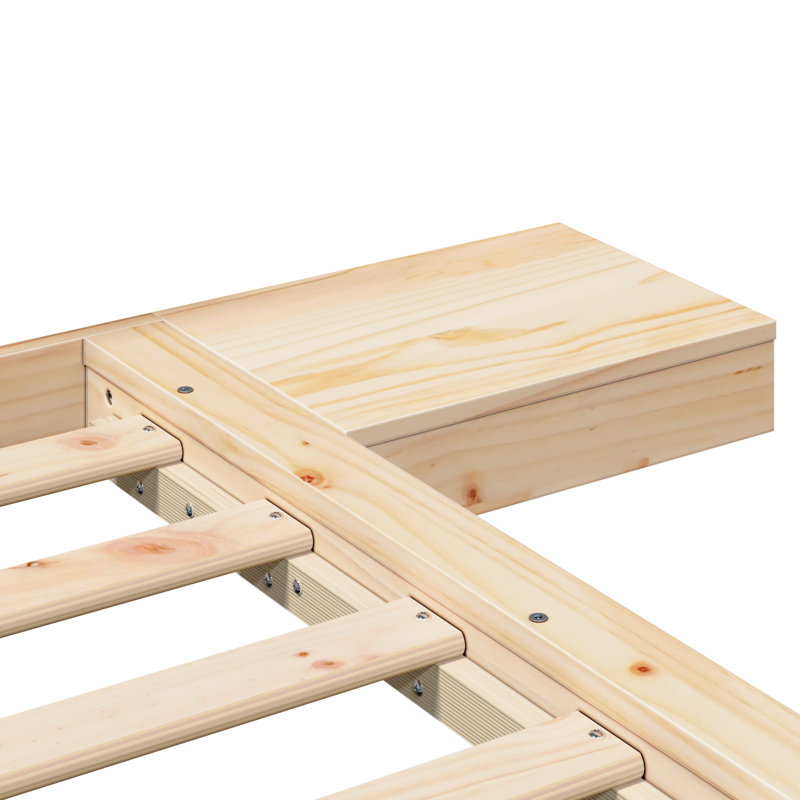 Solid Wood Bed, Brown, Double (4'6)