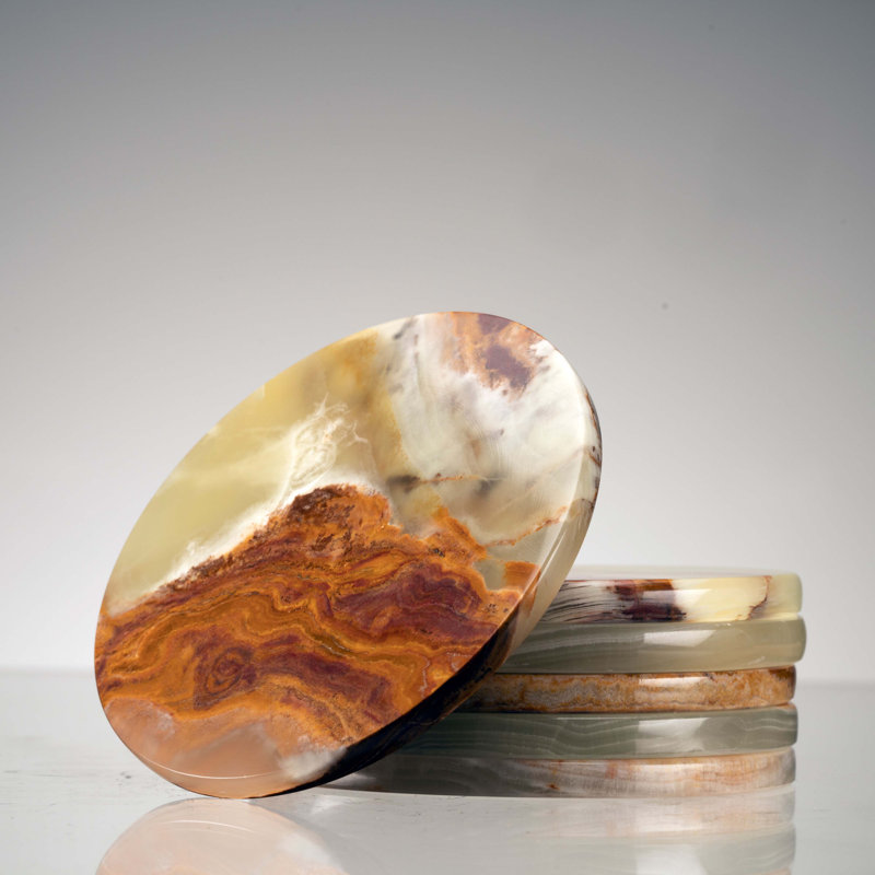 Ensemble de sous-verres ronds en onyx naturel