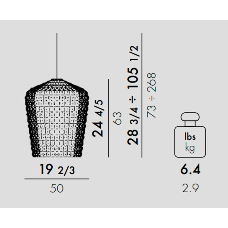 Kabuki 1 - Light Pendant, Light Blue
