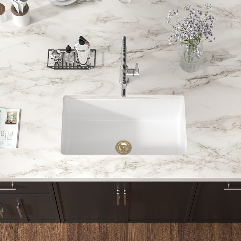 30"L x 18"W Undermount Ceramic Kitchen Sink Rectangular Single Bowl Kitchen Sink