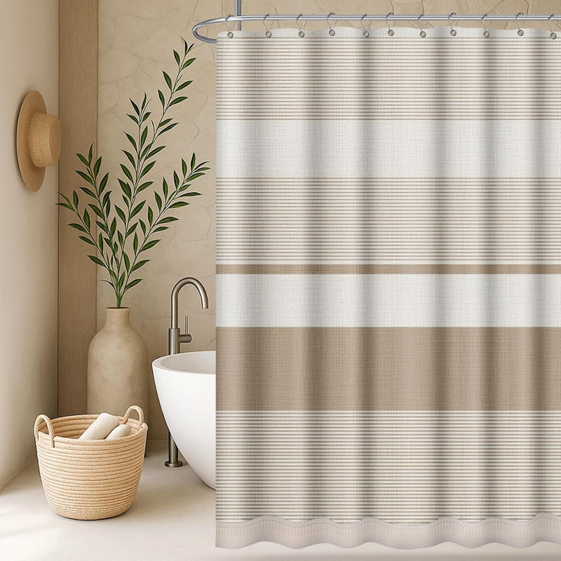 Ensemble de rideau de douche Boho Farmhouse, Beige