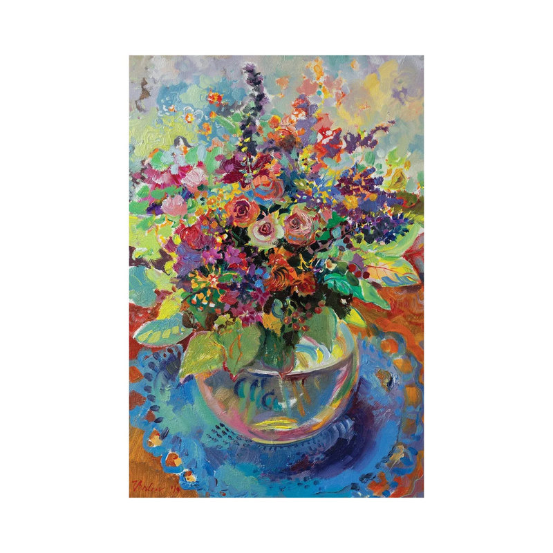 Summer Bouquet - August by Katharina Valeeva - Wrapped Canvas Painting, 20.32 cm H x 30.48 cm W