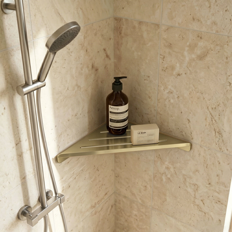 Tablette de douche Melvonia, Or brossé