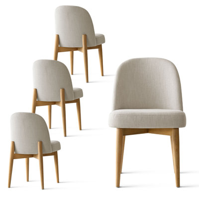 Linen Upholstered Dining Chairs With Solid Wood Legs by Hokku Designs