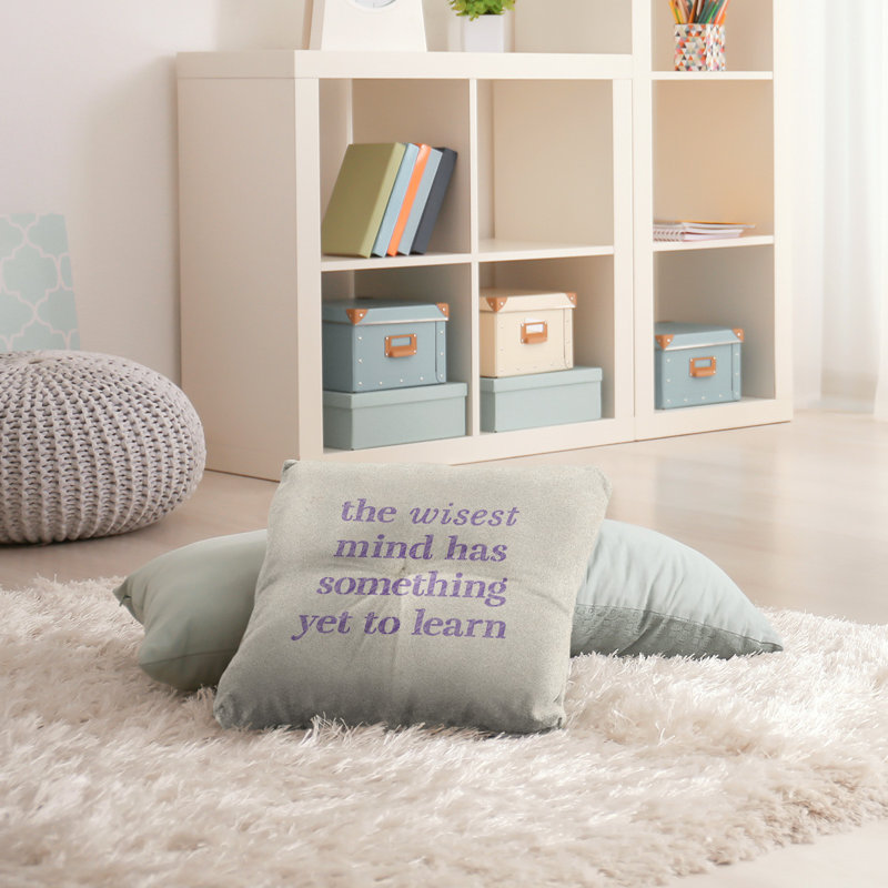 Throw Pillow, 26" H x 26" W, White/Purple