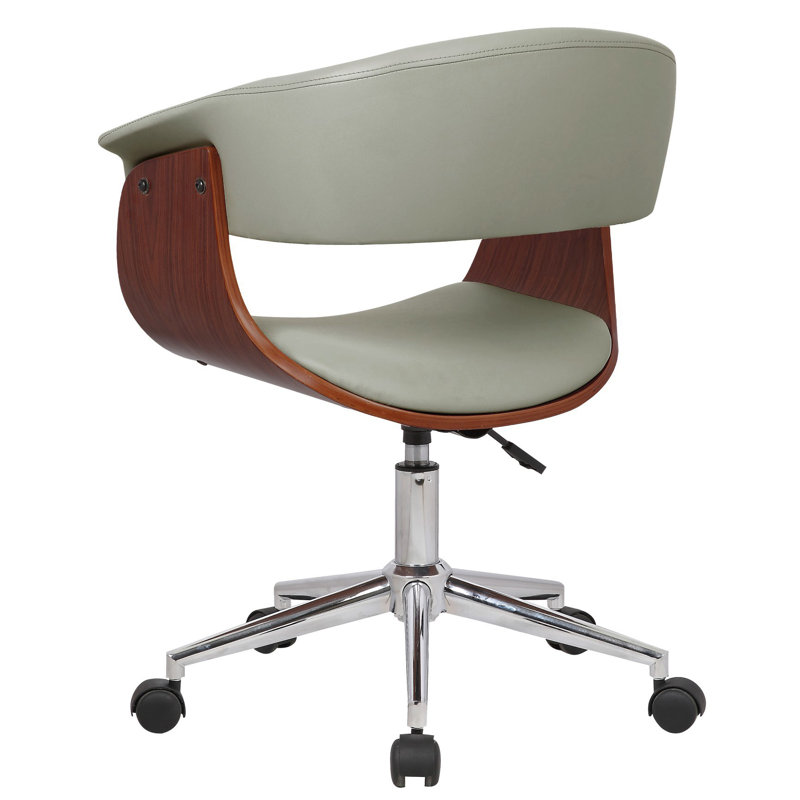 Grumium Faux Leather Mid-Century Office Chair, Grey
