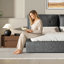 Base de lit tapissier Airframe, une base de lit basse de style nuage avec une tête de lit tapissier à double couche, une bordure en mousse souple à 360 ° et une base en métal; Facile à assembler; Grand lit, gris-263343747