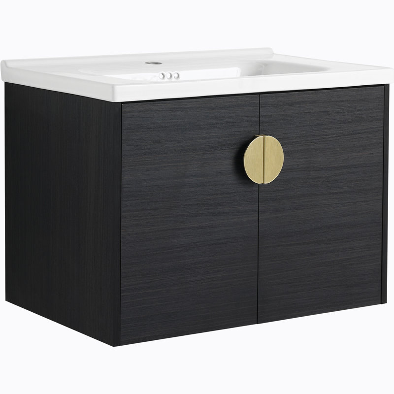 Yosan 27.8'' Wall Mounted Single Bathroom Vanity with Ceramic Top