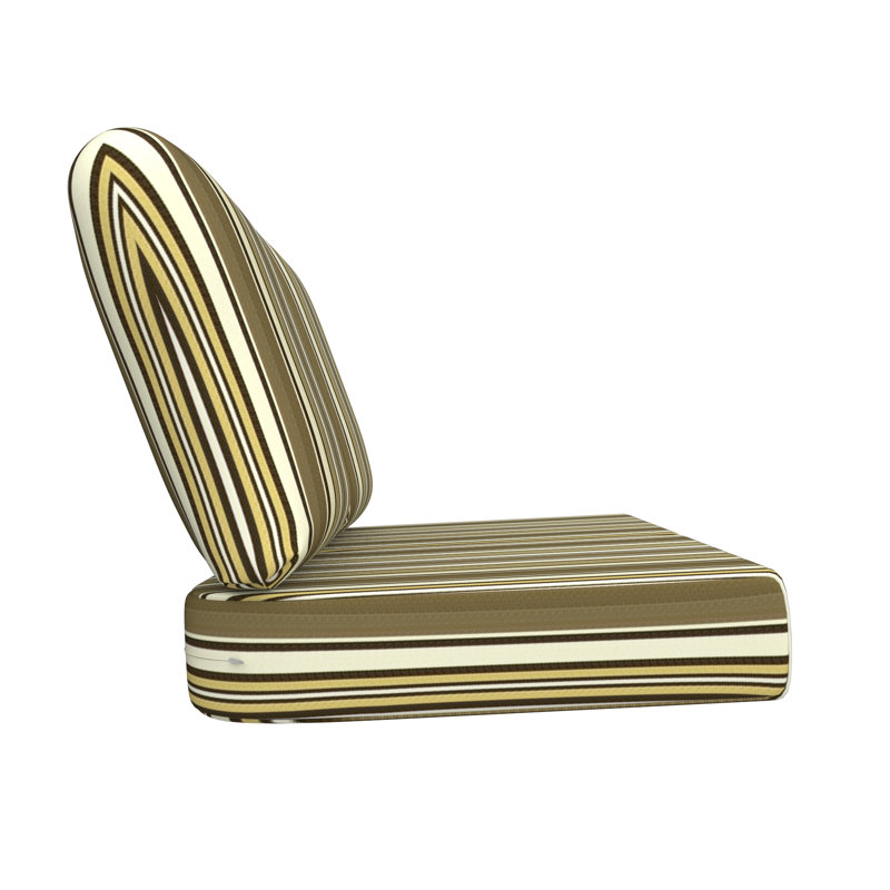 Amala Sunbrella® Indoor/Outdoor Loveseat Cushion, Brown/White/Yellow Sunbrella®
