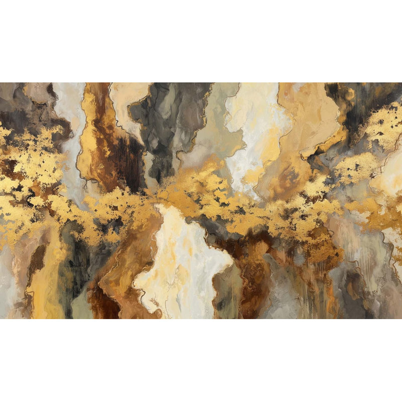 Décoration murale en marbre métallique à motif abstrait doré, L 108 po x l 140 po