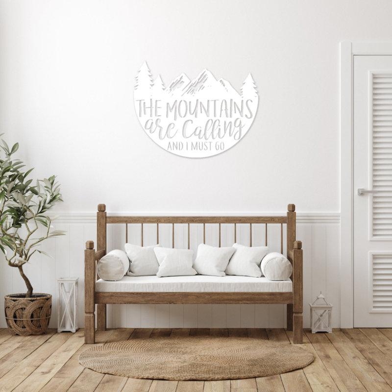 The Mountains Are Calling Metal Wall Art - Inspirational Quote Wall Art - Mountain Adventure Typography Design Sculpture - Rustic Outdoor Wall Hanging - Modern Industrial Metal Art - Nature Lover Home Decor - Bold Statement Art Piece