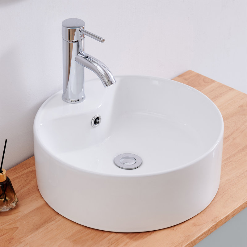 Bathroom Vessel Sink 15.7" X 5.7" Round Bowl Sink