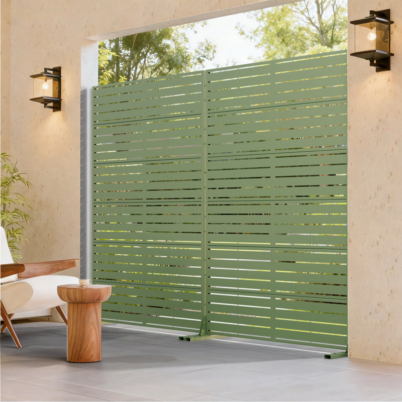 Ensemble de 2 écrans d'intimité en métal H 6 pi x l 4 pi,  Vert clair, 72" H x 47" W x 16" D