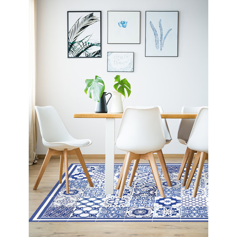 Elliona Vinyl Machine Printed Area Rug, Rectangle 3'3.4" x 4'4.4"