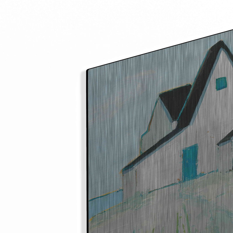 «Cottage» by the Sea Neutral »par Phyllis Adams, art mural en métal, H 12 po x l 12 po