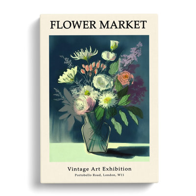 Flower Market Exhibition Vintage No.8 - Wrapped Canvas