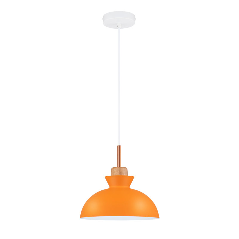 Ozma 1-Light Adjustable Aluminum Dome Pendant, Orange